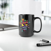 Cyber Aztec Skull Cartoon Style Black Mug