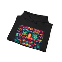 Neon Aztec Mask God Illustration Unisex Hoodie