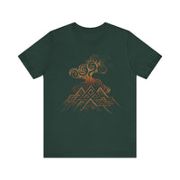 Tribal Volcano with Smoke Spirals Glyph Style Unisex T-Shirt