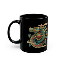 Feathered Serpent Sun Spiral Black Mug