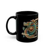 Feathered Serpent Sun Spiral Black Mug