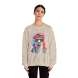 Hippie Llama in Sunglasses Watercolor Style Unisex Sweatshirt