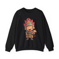 Chibi Maya Warrior and Sacred Monkey Unisex Sweatshirt
