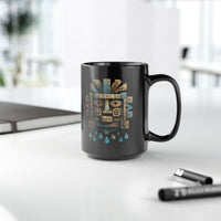 Tlaloc Ancient Rain Mask Glyph Black Mug