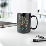 Tlaloc Ancient Rain Mask Glyph Black Mug