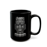 Mesoamerican Monolith Head Black Mug