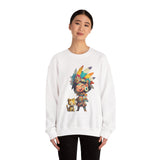 Aztec Chibi Girl with Jaguar Cub Warrior Culture Unisex Sweatshirt