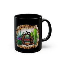 Leopard Aztec Pumpkin & Cactus Vibes Illustration Black Mug