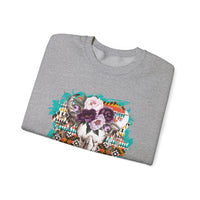 Aztec Floral Cow Skull on Turquoise Pattern Unisex Sweatshirt