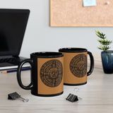 Sacred Aztec Calendar Face Black Mug