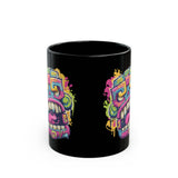 Graffiti Mayan Skull Cartoon Style Black Mug