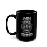Mesoamerican Monolith Head Black Mug