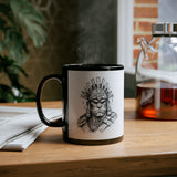 Inca Warrior Hand Drawn Tribal Portrait Black Mug