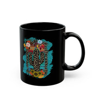 Wild Desert Bloom Cactus Illustration Black Mug
