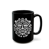 Andean Dual God Symmetry Tribal Glyph Style Black Mug