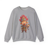 Chibi Maya Warrior and Sacred Monkey Unisex Sweatshirt