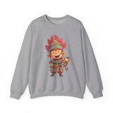 Chibi Maya Warrior and Sacred Monkey Unisex Sweatshirt