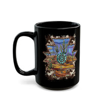 Aztec Turquoise Cactus Desert Landscape Black Mug