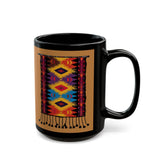 Indigenous Andean Geometric Textile Pattern Black Mug