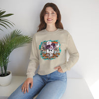 Aztec Floral Cow Skull on Turquoise Pattern Unisex Sweatshirt