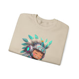 Cyber Aztec Chibi Warrior Neon Style Unisex Sweatshirt