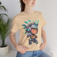 Cyber Aztec Chibi Warrior Neon Style Unisex T-Shirt