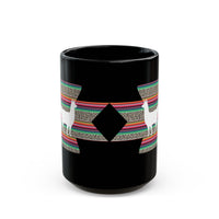 Andean Llama Fiesta Illustration Black Mug