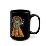 Celestial Aztec Ritual Illustration Black Mug