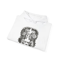Mirrored Aztec Warriors in Glyph Style Unisex Hoodie