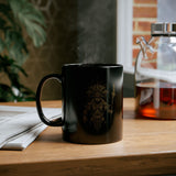 Warrior Shaman Tribal Glyph Gold Line Black Mug