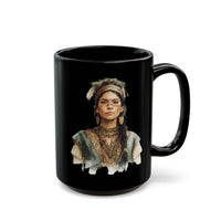 Inca Warrior Woman Watercolor Portrait and Tribal Jewelry Black Mug