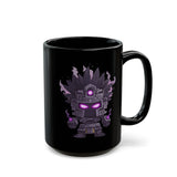 Aztec Shadow Warrior God with Glowing Eyes Black Mug