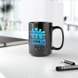 Tlaloc Rain God Blue Mask Glyph Style Black Mug