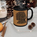 Aztec Eagle Pyramid Emblem Black Mug