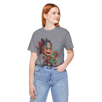 Chibi Aztec Warrior with Baby Quetzalcoatl Serpent Unisex T-Shirt
