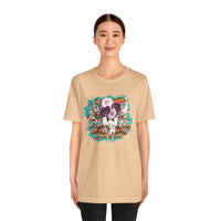 Aztec Floral Cow Skull on Turquoise Pattern Unisex T-Shirt