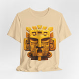 Golden Warrior Mask Andean Glyph Style Unisex T-Shirt