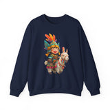 Chibi Inca Warrior Riding Llama Cartoon Unisex Sweatshirt
