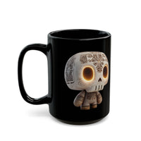 Glow-Eyed Aztec Skull Chibi Black Mug