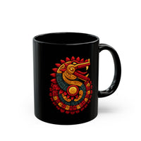 Quetzalcoatl Feathered Sun Serpent Glyph Style Black Mug