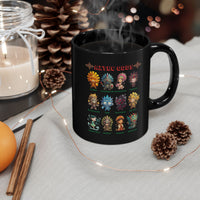 Aztec Gods Chibi Characters Pantheon Black Mug