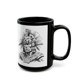 Jaguar Warrior Ink Drawing Black Mug
