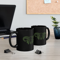 Aztec Western Bull Skull Longhorn Illustration Black Mug