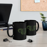 Aztec Western Bull Skull Longhorn Illustration Black Mug