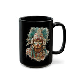 Maya Warrior Watercolor Portrait Black Mug