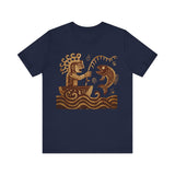 Pre-Hispanic Fisherman with Symbolic Fish Glyph Style Unisex T-Shirt