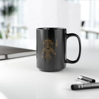Warrior Shaman Tribal Glyph Gold Line Black Mug