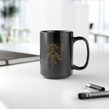 Warrior Shaman Tribal Glyph Gold Line Black Mug