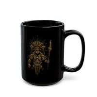 Warrior Shaman Tribal Glyph Gold Line Black Mug