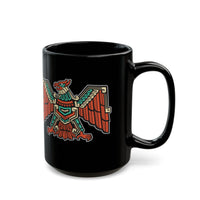 Aztec Solar Eagle Emblem Illustration Black Mug